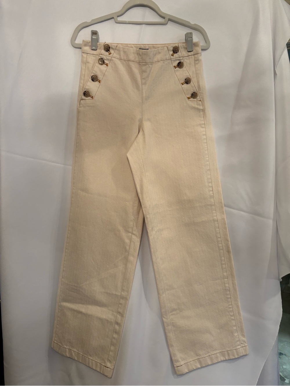 J. Crew Cream Wide Leg Sailor Jeans